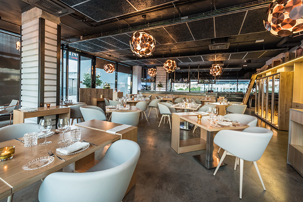 Elegant interior area of the restaurant Schwaiger.