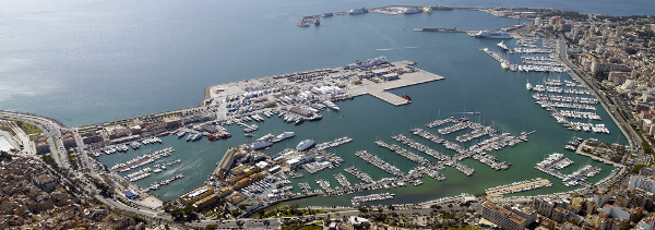 Aerial view of Palmas pulsating port area.